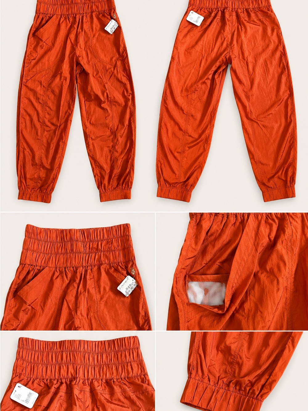 FP Movement Free People The Way Home Joggers Orange Nylon Track Pants Size S NWT - Picture 3 of 10